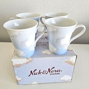 NEW (Set of 4) Nick & Nora 222 Fifth Cloud Nine 4.25" Porcelain Coffee Tea Mugs